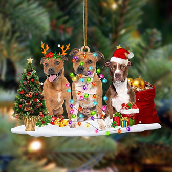 Pitbull-Christmas Dog Friends Hanging Ornament - Thegiftio UK