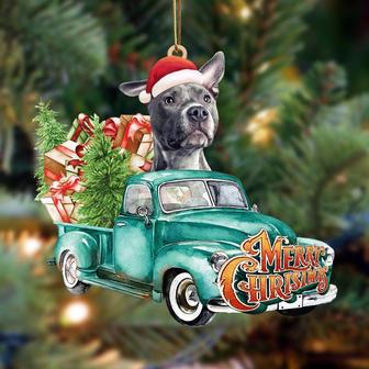 Pitbull Dog-Green Truck Hanging Ornament - Thegiftio UK