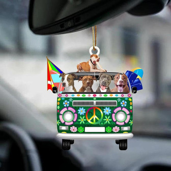 Pitbull-Green Hippie Van-Two Sided Ornament - Thegiftio UK