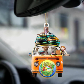 Pitbull-Orange Hippie Van-Two Sided Ornament - Thegiftio UK