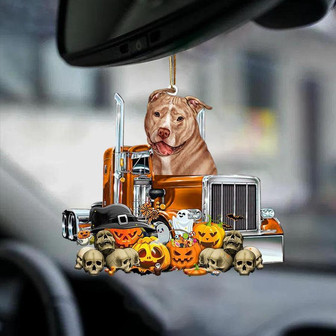 Pitbull-Pumpkin & Truck Car Hanging Ornament - Thegiftio UK