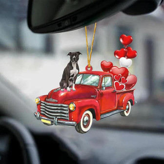 Pitbull-Red Sports car-Two Sided Ornament - Thegiftio UK