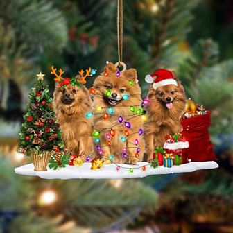 Pomeranian-Christmas Dog Friends Hanging Ornament - Thegiftio UK