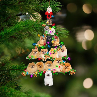 Pomeranian-Christmas Tree Lights-Two Sided Ornament - Thegiftio UK