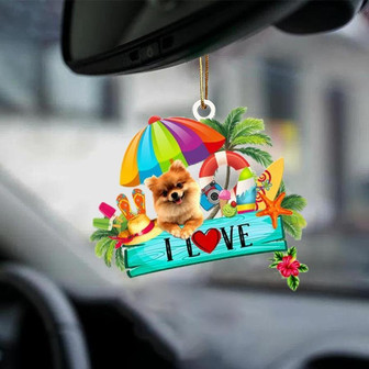 Pomeranian-I Love Summer-Two Sided Ornament - Thegiftio UK