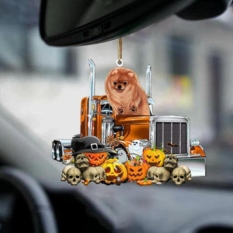 Pomeranian-Pumpkin & Truck Car Hanging Ornament - Thegiftio UK