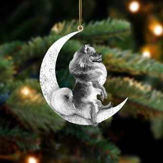 Pomeranian-Sit On The Moon-Two Sided Ornament - Thegiftio UK