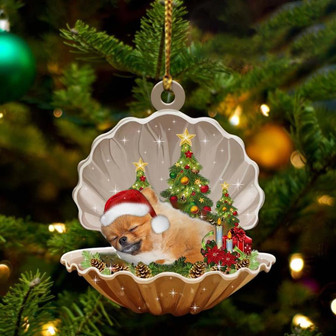 Pomeranian-Sleeping Pearl in Christmas Two Sided Ornament - Thegiftio UK