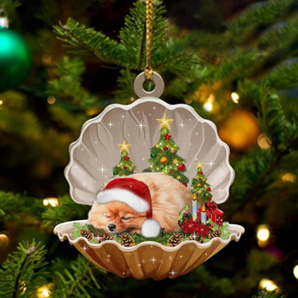 Pomeranian3-Sleeping Pearl in Christmas Two Sided Ornament - Thegiftio UK