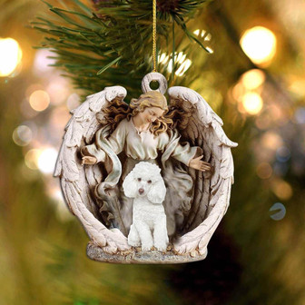 poodle (1)-Angel Hug Winter Love Two Sided Ornament - Thegiftio UK