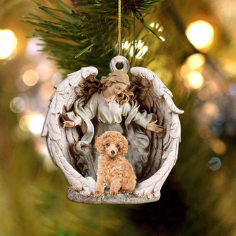 poodle (2)-Angel Hug Winter Love Two Sided Ornament - Thegiftio UK