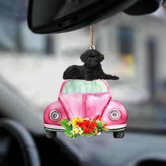 Poodle 2-Pink Hippie Car-Two Sided Ornament - Thegiftio UK