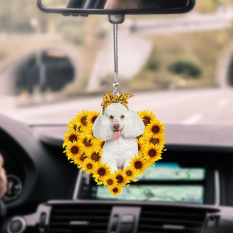 Poodle 2-Sunflower Heart gift Car Ornament - Thegiftio