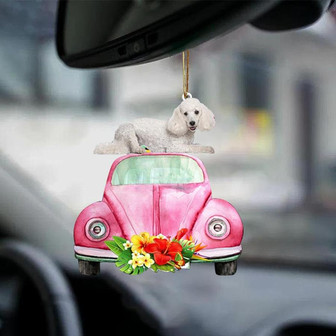 Poodle 3-Pink Hippie Car-Two Sided Ornament - Thegiftio UK
