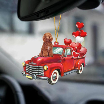 Poodle 3-Red Sports car-Two Sided Ornament - Thegiftio UK