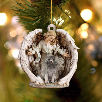 Poodle-Angel Hug Winter Love Two Sided Ornament - Thegiftio