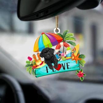 Poodle Black-I Love Summer-Two Sided Ornament - Thegiftio UK