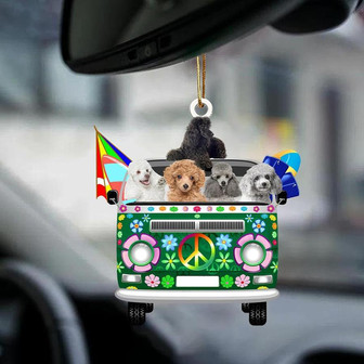 Poodle-Green Hippie Van-Two Sided Ornament - Thegiftio UK