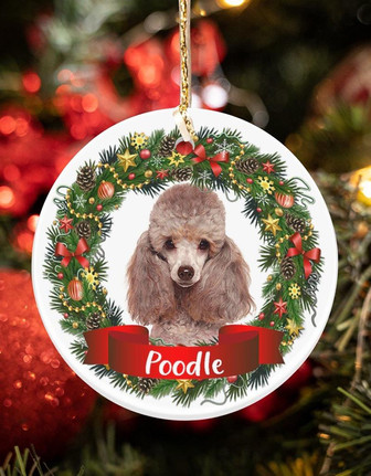 Poodle-Noel Circle-Two Sided Ornament - Thegiftio UK