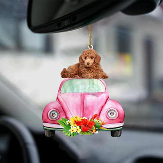 Poodle-Pink Hippie Car-Two Sided Ornament - Thegiftio UK