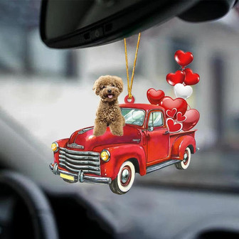 Poodle-Red Sports car-Two Sided Ornament - Thegiftio