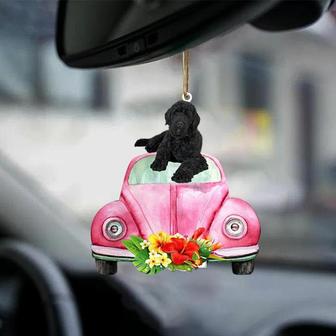 Portuguese Water Dog-Pink Hippie Car-Two Sided Ornament - Thegiftio UK