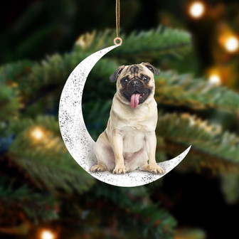 Pug 1-Sit On The Moon-Two Sided Ornament - Thegiftio UK