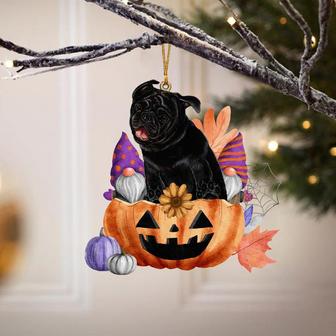 Pug (Black)-Gnomes Pumpkins Hanging Ornament - Thegiftio UK