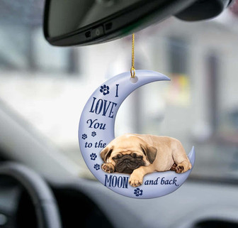 Pug moon back pug lover dog moms two sided ornament - Thegiftio UK