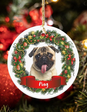 Pug-Noel Circle-Two Sided Ornament - Thegiftio UK