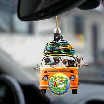 Pug-Orange Hippie Van-Two Sided Ornament - Thegiftio UK