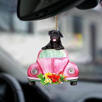 Pug-Pink Hippie Car-Two Sided Ornament - Thegiftio UK