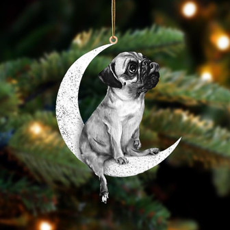 Pug-Sit On The Moon-Two Sided Ornament - Thegiftio UK