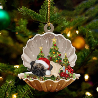 Pug-Sleeping Pearl in Christmas Two Sided Ornament - Thegiftio UK