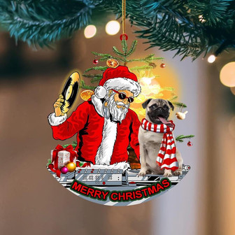 Pug3-Christmas Party-Two Sided Ornament - Thegiftio UK