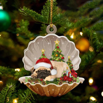 Pug3-Sleeping Pearl in Christmas Two Sided Ornament - Thegiftio UK