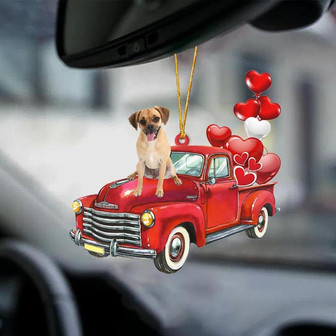 Puggle-Red Sports car-Two Sided Ornament - Thegiftio UK