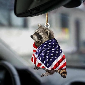 Raccoon American Patriot Flag Two Sided Ornament - Thegiftio UK