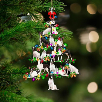Rat terrier-Christmas Tree Lights-Two Sided Ornament - Thegiftio UK