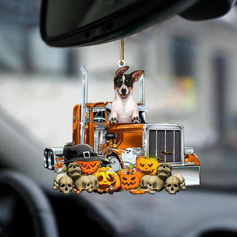 Rat Terrier-Pumpkin & Truck Car Hanging Ornament - Thegiftio UK