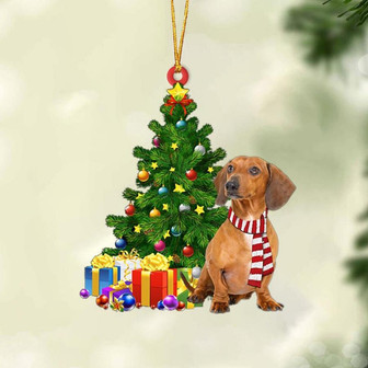 Red Dachshund-Christmas Star Hanging Ornament - Thegiftio UK