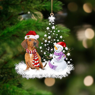 Red Dachshund-Star Tree Hanging Ornament - Thegiftio UK