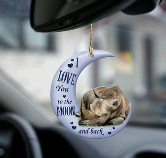 Rhinoceros moon back Rhinoceros lover two sided ornament - Thegiftio UK