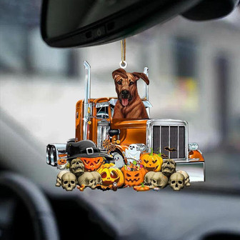 Rhodesian Ridgeback-Pumpkin & Truck Car Hanging Ornament - Thegiftio UK