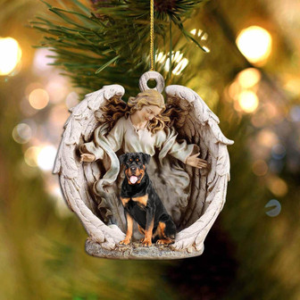 Rottweiler (1)-Angel Hug Winter Love Two Sided Ornament - Thegiftio