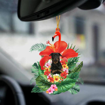 Rottweiler 2-Dog And Flamingo-Two Sided Ornament - Thegiftio UK
