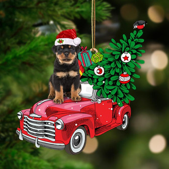 Rottweiler 2-Pine Truck Hanging Ornament - Thegiftio UK
