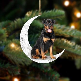 Rottweiler 2-Sit On The Moon-Two Sided Ornament - Thegiftio UK