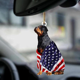 Rottweiler American Patriot Flag Two Sided Ornament - Thegiftio UK