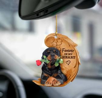 Rottweiler forever in my heart rottie hanging ornament-2D Effect - Thegiftio UK